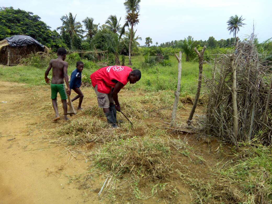 People help rebuilding village after natural disaster